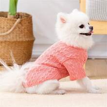 Classic Solid Knitted Dog Jumper | Cozy Cable Knit Pet Sweater For Bichon Frise & Poodle | Casual Warm Dog Clothes - Multicolor - View 8