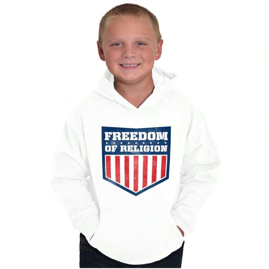 Freedom Of Religion American Flag Youth Hoodie Boy Girl