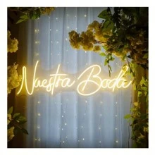 Letrero Led Neón Nuestra Boda 90x30cm - Amarillo - Ver 2