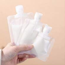 17pcs/Set [15 Pack Travel Pouches +2pcs Label Paper For Toiletries], TSA Approved, Travel Size Portable Containers, Stand Up Pouch, Refillable Travel Accessories For Shampoo Conditioner Lotion Soap Liquids