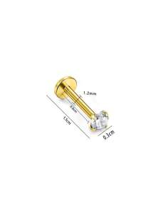 1 pieza Tachuela de labio simple de acero inoxidable con diseño de diamante de imitación Joya de cuerpo regalo para mujeres & Chicas - Dorado - Ver 4