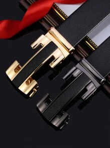 Cinturón para hombres con hebilla automática, cinturón con letras, cinturón de moda casual de negocios, adecuado para fiestas, Día del Padre, regalo del Día de San Valentín. Verano, casual escolar, negocios, regalo para novio, esposo, padre, hombre, uso diario, moda, adolescente, al aire libre, vacaciones, atlético, viaje, calle, bohemio, vintage