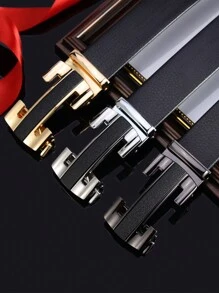 Cinturón para hombres con hebilla automática, cinturón con letras, cinturón de moda casual de negocios, adecuado para fiestas, Día del Padre, regalo del Día de San Valentín. Verano, casual escolar, negocios, regalo para novio, esposo, padre, hombre, uso diario, moda, adolescente, al aire libre, vacaciones, atlético, viaje, calle, bohemio, vintage