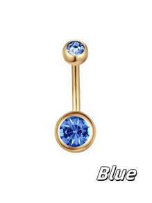 1pc Fashionable Stainless Steel Cubic Zirconia Golden Belly Button Ring, Suitable Navel Belly Ring Navel Jewelry Navel Piercing Bar Belly Rings Navel Nail Navel Rings Belly Piercing Jewelry For Women And Girls Daily Wear