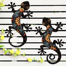 POSIGLOWTH 1pc Lizard Hanging Ornaments Charming Metal Gecko Wall Decor For Indoor & Outdoor Spaces, Perfect Gift For Family And Friends - Multicolor - View 2