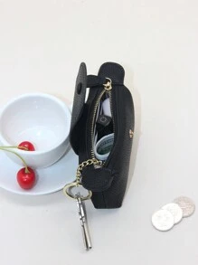 Minimalist Single Zipper Coin & Key Holder For Women Wallet Purse Wallet Small Wallet - Black - View 3