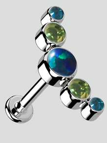 1 pièce Boucle d'oreille de piercing de tragus, cartilage, hélix en acier inoxydable avec cinq zirconias et opale, bijou de piercing de lobe d'oreille et labret avec cristal