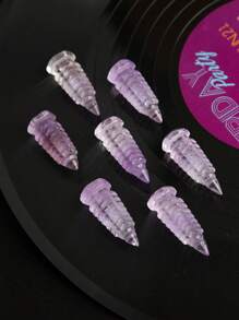 [VE] 1pc Natural Amethyst Pagoda Ornament, Symbolizing Wisdom And Belief, Suitable For Student Desk, Office Desk, Car Interior Decoration, Enhancing Wisdom, Random Natural Gem Color - Purple - View 4