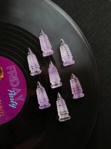 [VE] 1pc Natural Amethyst Pagoda Ornament, Symbolizing Wisdom And Belief, Suitable For Student Desk, Office Desk, Car Interior Decoration, Enhancing Wisdom, Random Natural Gem Color - Purple - View 3