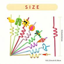 8 piezas Sorbetes de plástico reutilizables de dibujos animados coloridos - Sorbetes de plástico duraderos para leche, agua y cócteles - Perfectos para reuniones familiares, fiestas temáticas, festividades, bodas y viajes a la playa - Utensilios de cocina y suministros para fiestas - Multicolor - Ver 2