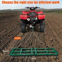 48" /72" /96" Width Driveway Drag, Drag Harrow Driveway, Grader Landscape Power Rake For ATV, UTV, Tractor, Mower, Tow Behind Yard Lawn Leveling Tool With Heavy Duty Chain