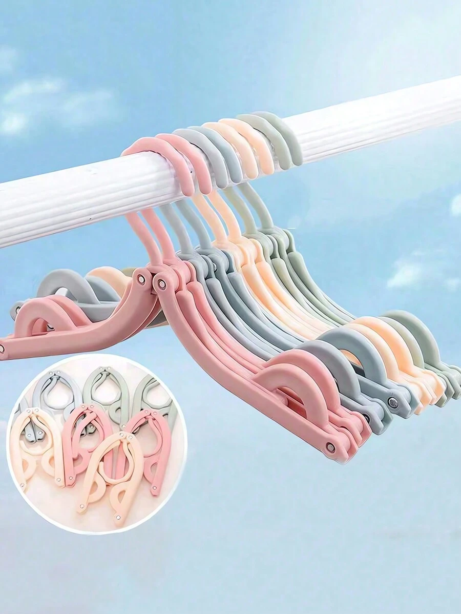 Portable Folding Clothes Hanger Foldable Travel Hangers Foldable Clothes Drying Hangers Lightweight Foldable Hangers For Dormitories, Schools, And Tourism, Household Plastic Materials Travel Accessory - Multicolor - View 1