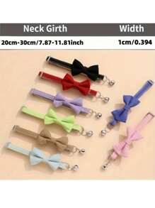 Adjustable Pet Cat Dog Plaid Bowknot Bell Collar, Small Pet Accessories