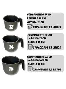 3-Piece Non-Stick Aluminum Boiler Mug Milk Bowl Set - 黑色 - 查看 3