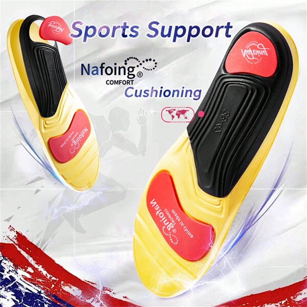 4D Sport Insoles Soft Breathable High-Elasticity Shock Absorption Running Shoe Pad For Men