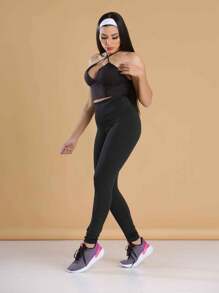 Plain Suplex Power Women's Leggings - 黑色 - 查看 2