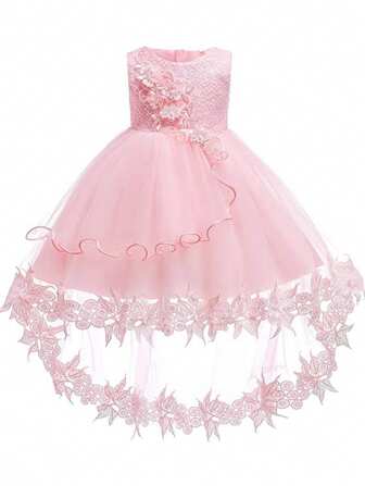 女宝宝花朵网眼尾裙