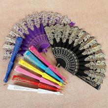 1pc Retro Pattern Elegant Polyester Hand Fan, Suitable For Casual/Party Use - Multicolor - View 1