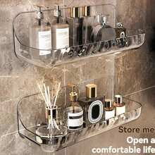 Acrylic Bathroom Storage Rack, Wall Mounted Vanity Organizer,Makeup Cosmetic Shelf For Bathroom - White - View 7