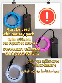 EL 线串灯（1 件装）：适用于节日服装、房间和汽车内部氛围、生日派对、俱乐部、酒吧和婚礼的柔性电致发光线。电池供电的便携式霓虹灯 LED 灯。 - 彩色 - 查看 7