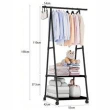 1 Small Triangular Hanging Rack, Suitable For Drying Clothes On The Balcony, Placing Towels In The Bathroom, And Hanging Coats In The Living Room And Bedroom - Black - View 6