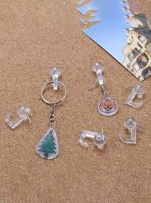 Haczyki na wciskane szpilki, plastikowe główki Haczyki na tablicę korkową Dekoracyjne pinezki na kciuki Haczyk do fototapety, tablicy ogłoszeń, ściany domowej, przyborów szkolnych do domowego biura - Wielokolorowe - Zobacz 2