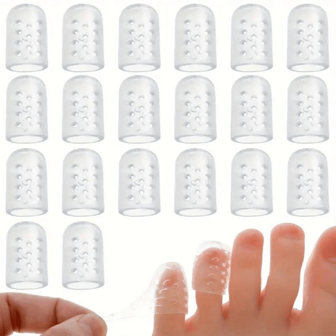 20pcs Silicone Transparent Toe Protectors, Waterproof And Anti-Friction Toe Sleeves
