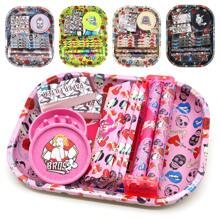 8pcs/Set,Pattern Style Rolling Tray Set With Grinder, 110mm Cigarette Paper Machine, 110mm Cigarette Paper, Filter Mouthpiece Paper, Household Gadgets, Holiday Gifts - 彩色 - 查看 1