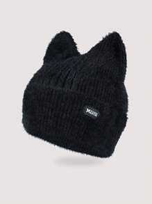 1 pezzo Berretto in maglia con orecchie di gattino stile Y2K per donne, adatto per l'uso quotidiano autunnale e invernale