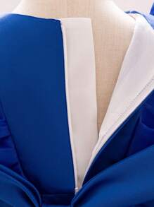 Baby Girls Solid Color Floral Mesh Satin Sleeveless Elegant Flower Girl Dress For Wedding Party, Excluding Headband