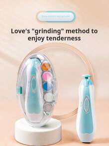 电动婴儿指甲修剪器套装 - 指甲锉/指甲钳，带LED灯、静音电机、可调节速度、替换刀头，适合新生儿、婴幼儿和成人修剪手指甲和脚趾甲，不含电池 - 粉色 - 查看 3