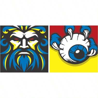 Papel Seda 40 x 80 cm - PARA PIPA -Modelo BARBA X OLHO - Pacote com 100 folhas -Cor: Azul com Amarelo