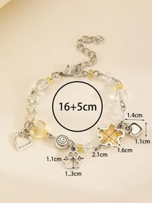 2pcs/Set Couple Beaded Bracelets With Heart, Star, Moon And Sun Charms, Gift Idea For Lovers - Sun and Moon - View 10