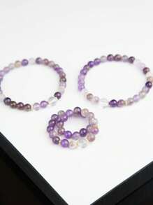 [VE] 1pc High Quality Natural Amethyst Bracelet, Improves Intelligence And Memory, Enhances Learning Ability; Relieves Fatigue And Stress, Restores Energy; Improves Sleep Quality, Reduces Insomnia; Has Healing Properties, Improves Physical Health. Random Color Natural Gemstone, Suitable As Birthday Gift For Friends, Sisters, Classmates, Natural Jewelry