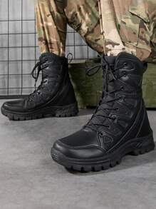 New Outdoor Shoes Couple High-Top Men's Casual Running Boots Desert Boots Breathable Sneakers Men's Shoes - 黑色 - 查看 4