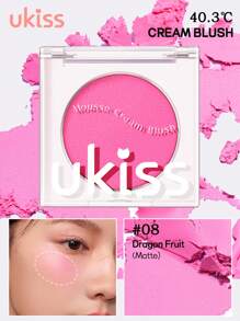 ukiss 纯色霜状腮红，哑光闪光腮红霜，质地柔软细腻，不粘腻，裸妆，持久妆容，一体式彩妆盘，面部美容化妆品 - 08# Dragon Fruit - 查看 2