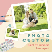[定制] 1 件数字油画 您自己的个性化照片礼物艺术油画 带数字 适用于家居装饰 40x40cm/16x16 英寸 无框架 - 彩色 - 查看 1