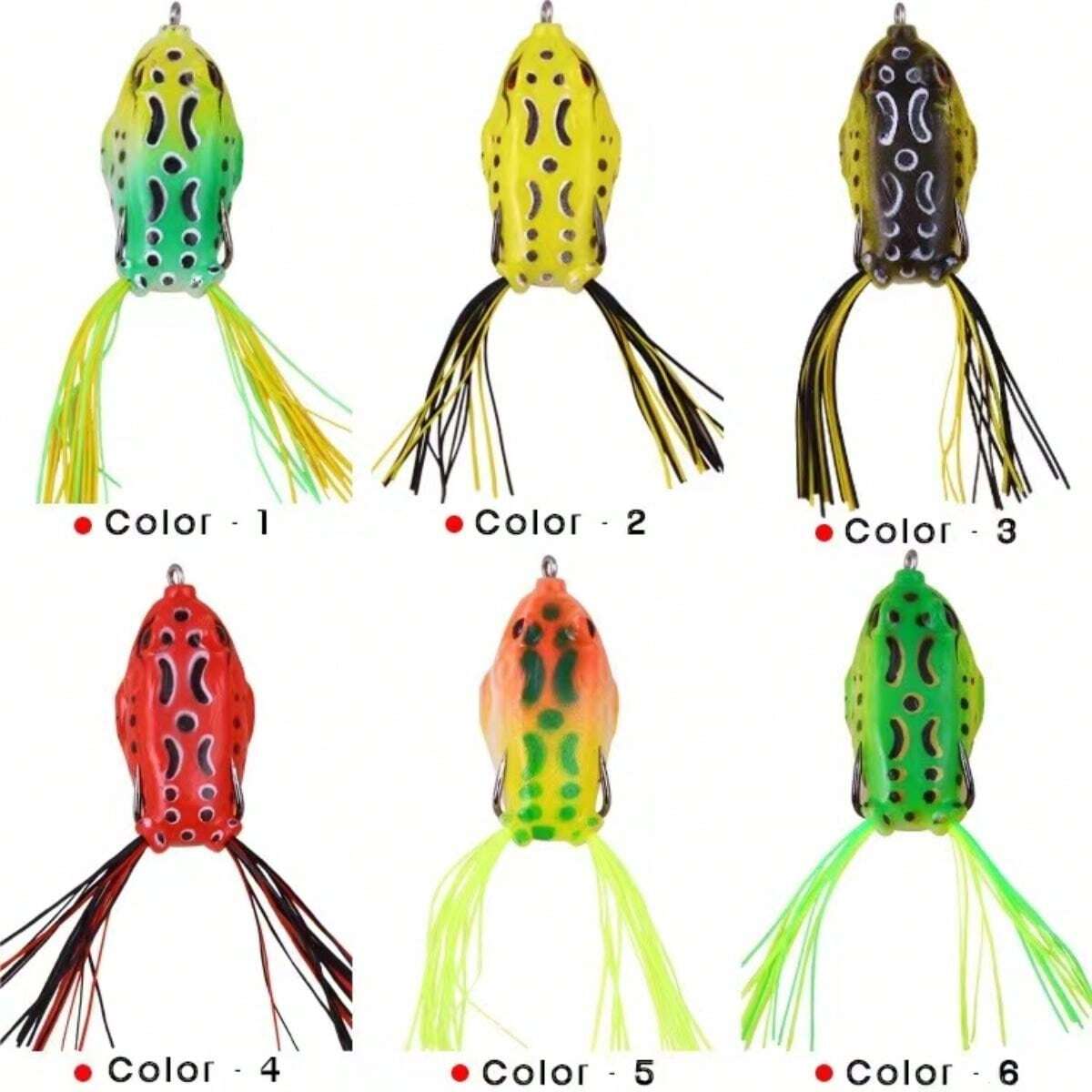 A Set Of 6 Surface Floating Frog Fishing Baits, Realistic Soft Bait, Equipped With Sharp Hooks