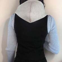 chaleco ajustado con gorro - Negro - Ver 4