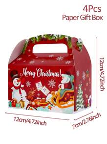 4 hộp quà giấy họa tiết ông già Noel tuần lộc người tuyết hoạt hình mới cho Giáng sinh, hộp cầm tay có chữ "Giáng sinh vui vẻ", trang trí hoàn hảo cho bàn tiệc Giáng sinh gia đình, trang trí Giáng sinh, đồ trang trí Giáng sinh, quà tặng Giáng sinh, Giáng sinh - Nhiều màu - Xem 6