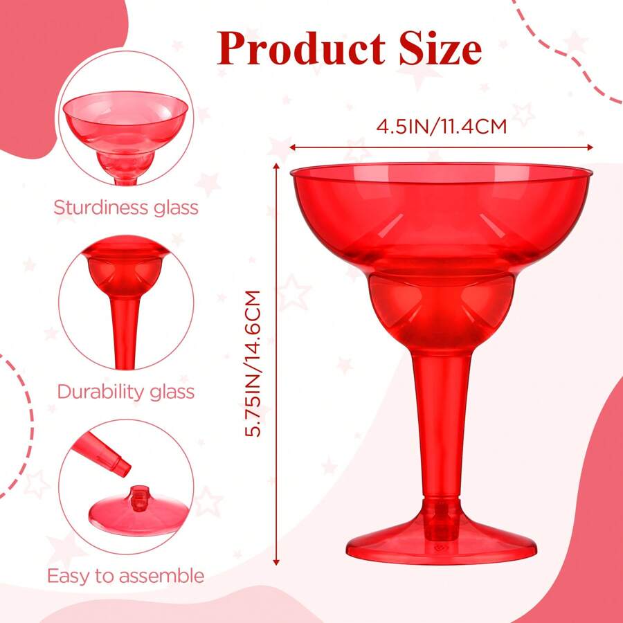 48 Pcs Disposable Plastic Margarita Glasses 12 Oz For Mexico Cinco De