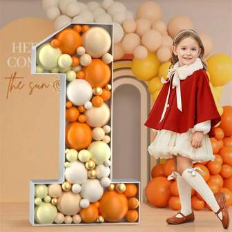 1 Piece Birthday Party Background Decoration 27.5-Inch Mosaic Number 0-9 26 Letter Frame, Can Be Filled With Balloons, Flowers, Suitable For Bachelor Parties, Birthday Parties, Wedding Celebrations, Anniversaries, Christmas Background Decoration, Christmas