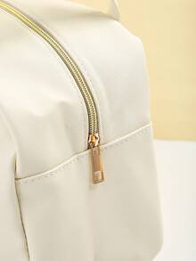 1pc Leather Insulated Storage Bag, Elegant Solid Color, Unique Exquisite Embroidered Letter Design, Keeps Temperature & Style - Multicolor - View 8