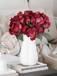 2 Bouquet Artificial Peonies Silk Flowers Vintage Fake Flowers Faux Peony Flowers For Flower Arrangements Artificial Centerpiece Home Table Dining Room Decor - Đỏ - Xem 5