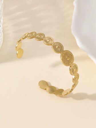 1 pieza Brazalete ajustable redondo minimalista y clásico de acero inoxidable a la moda