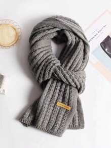 1pc Knitted Scarf, Unisex Thick Warm Casual Shawl, Fashionable High-End Feel For Autumn/Winter, Random Logo