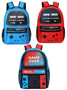 Mochila de regreso a la escuela para niños - Mochila para niños gamers para niños, niños y adolescentes, escuela primaria y secundaria - Mochilas para niños de 6 a 18 años, mochila escolar de videojuegos de 16 pulg. para viajes