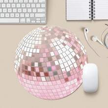 1pc Cute Glitter Ball Mouse Pad, Round Office Desk Pad With Anti-Slip Rubber Base, Small Mini Travel Mousepad For Laptop, Notebook, Office, Home, Study And Gaming, 8"X8"X0.08"