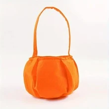 1pc Halloween Pumpkin Tote Bag - Non Woven With Basket, Orange Vegetable Theme - Multicolor - View 6