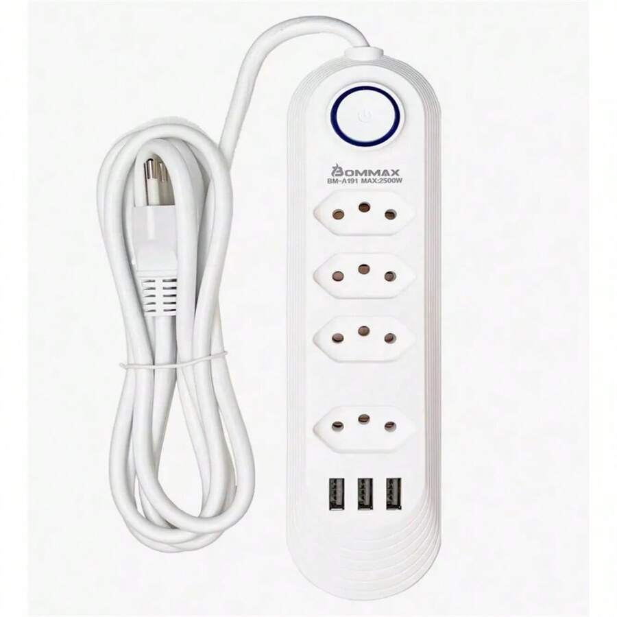 ELECTRICAL EXTENSION WITH FUSE 4 OUTLETS 4 BIVOLT USB PORTS - 3 Doors - View 1